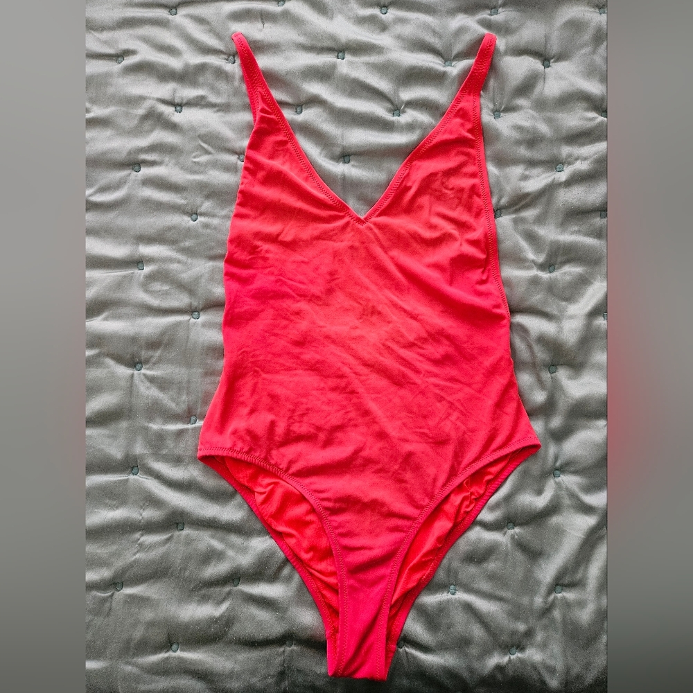 Topshop Bright Coral Pink Swimsuit, 6